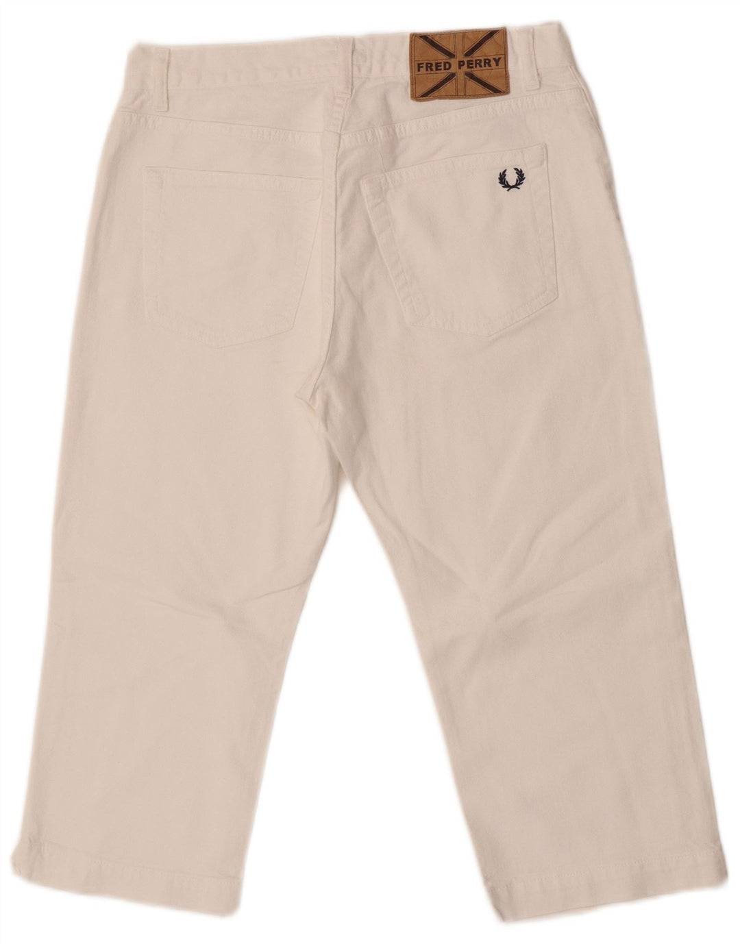 Fred Perry Dame Mid Rise Straight Capri Jeans IT 42 Medium W27 L18 Hvid