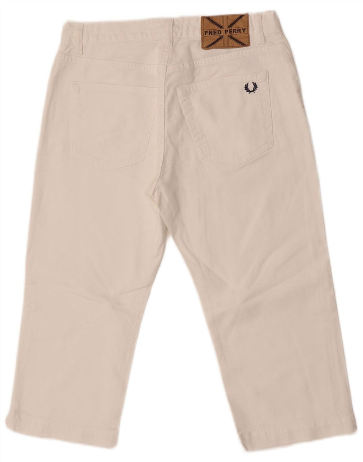 Fred Perry Dame Mid Rise Straight Capri Jeans IT 42 Medium W27 L18 Hvid