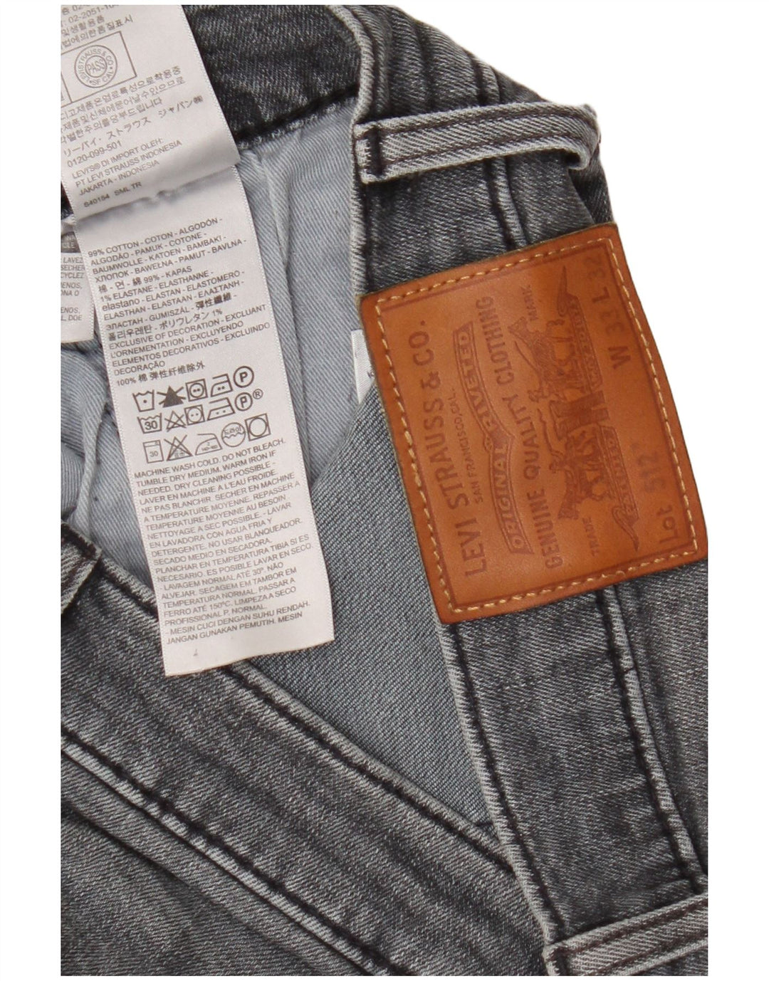 Levi's Herre 512 Slim Tapered Jeans W33 L32 Grå Bomuld