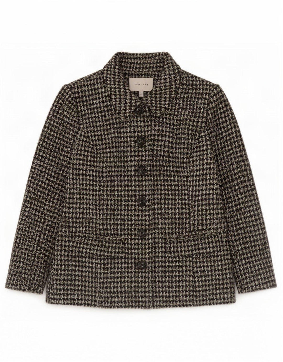 Kew Dame 6-knaps 3/4-ærmet blazerjakke UK 14 Medium Green Houndstooth