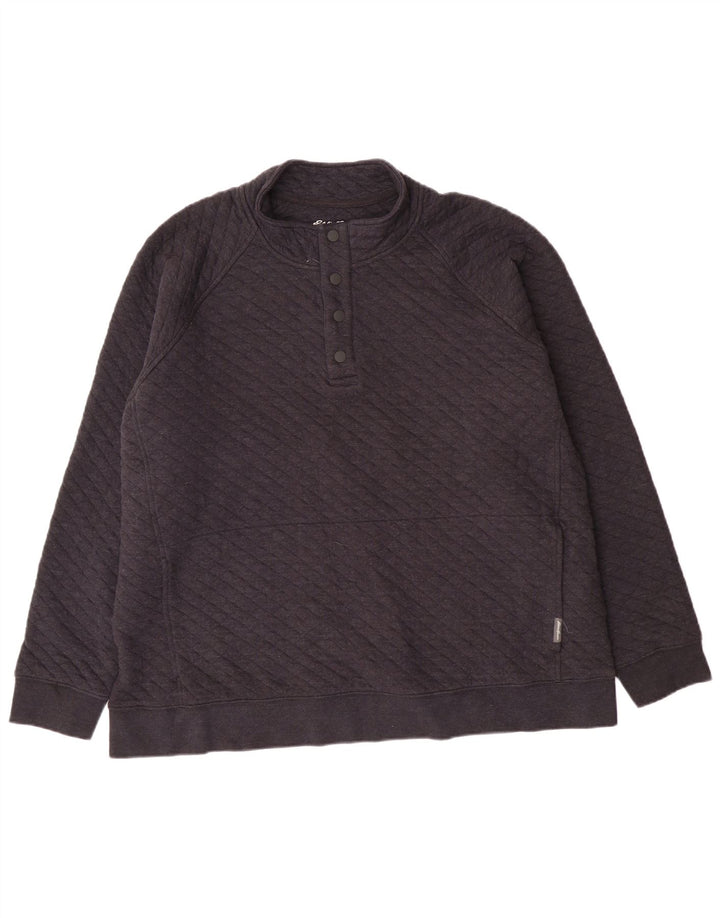 Eddie Bauer Herre Button Neck Sweatshirt Jumper 2XL Grå Geometrisk Bomuld