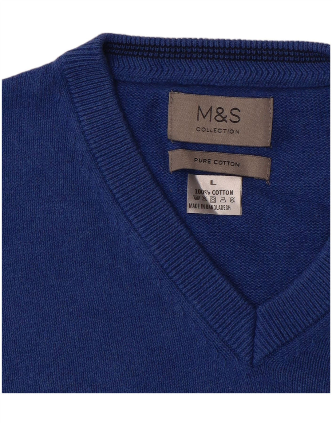 Marks & Spencer Herre V-hals sweater Stor blå bomuld