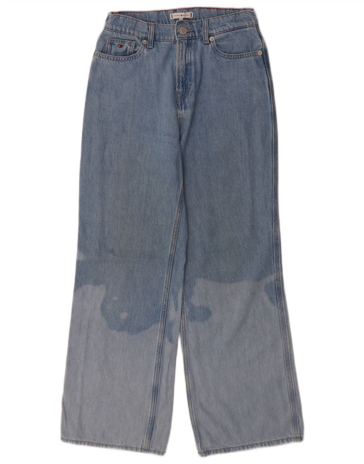 TOMMY HILFIGER Piger Acid Wash Jeans med brede ben 13-14 år W26 L27 Blå