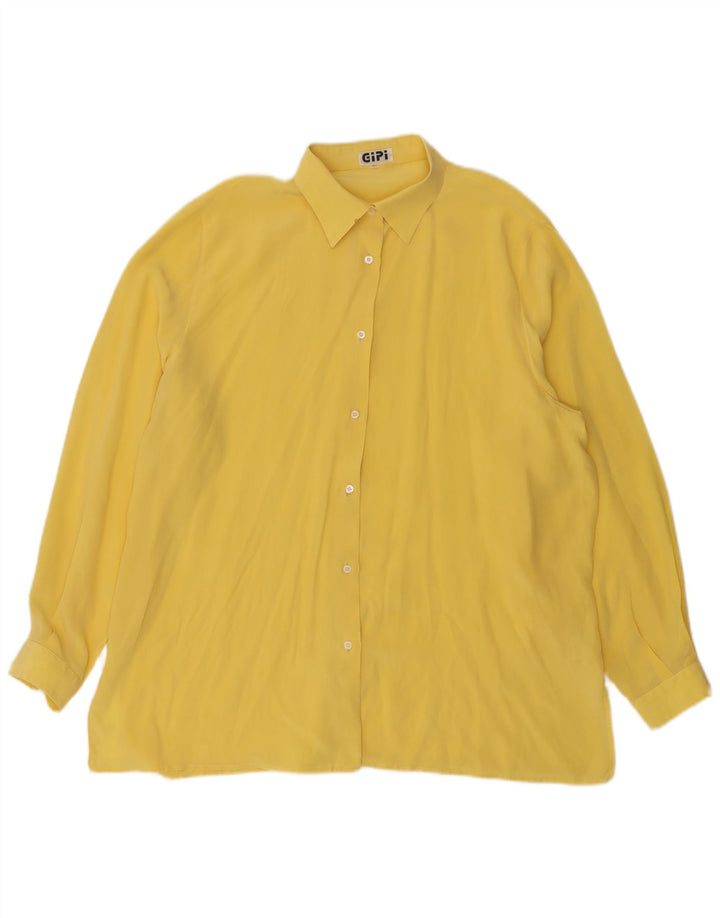 Vintage dameskjorte IT 50 XL gul silke