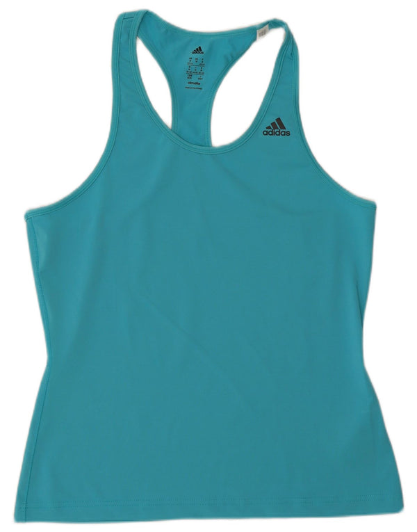 Adidas Dame Climalite Vest Top UK 12/14 Medium Blue Polyester