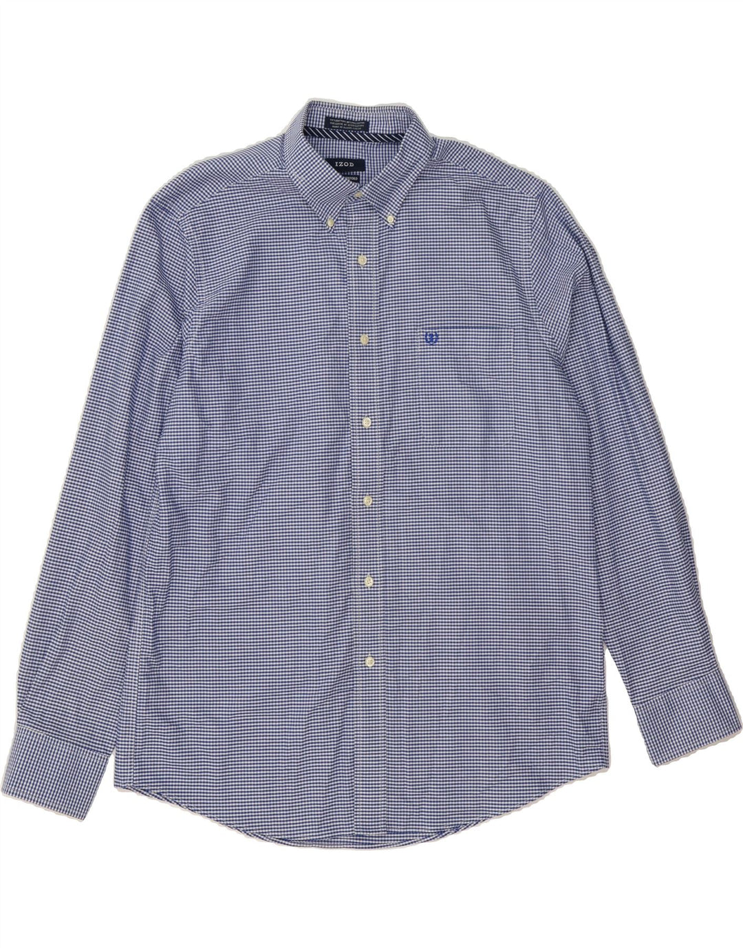 IZOD Mens Slim Fit Shirt Size 16 1/2 Large Navy Blue Gingham Cotton Vintage Izod and Second-Hand Izod from Messina Hembry 