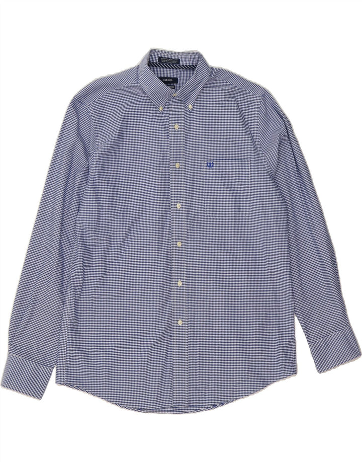 IZOD Mens Slim Fit Shirt Size 16 1/2 Large Navy Blue Gingham Cotton Vintage Izod and Second-Hand Izod from Messina Hembry 