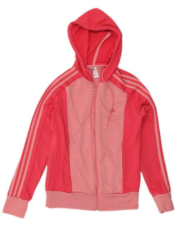 Adidas hættetrøje med lynlås til kvinder UK 8/10 Small Pink Colourblock Polyester