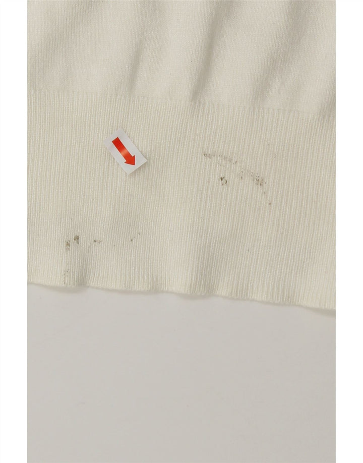 MARKS & SPENCER Womens Polo Neck Jumper Sweater UK 10 Small White Vintage Marks & Spencer and Second-Hand Marks & Spencer from Messina Hembry 