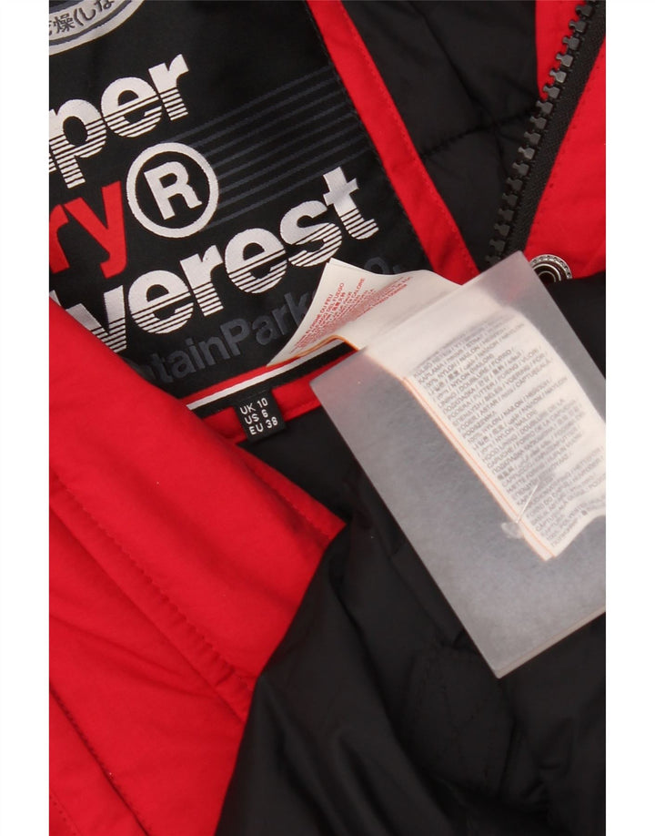 Superdry Oversized Parkajakke med hætte til kvinder UK 10 Lille rød nylon