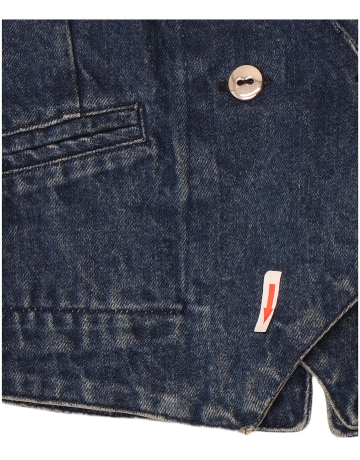 Vintage Dame Dobbeltradet Denim Blazer Jacket UK 14 Medium Blue Bomuld