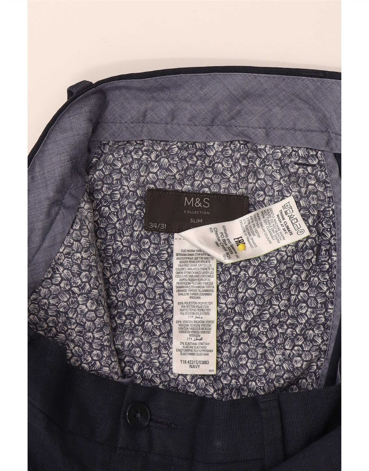 Marks & Spencer Herre Slim Fit Chinobukser W34 L31 Marineblå polyester