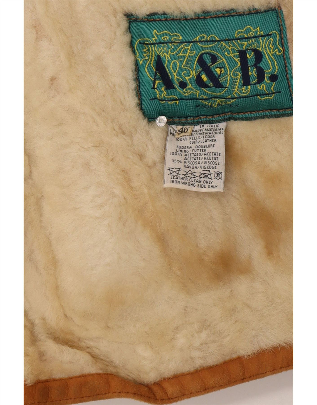 Vintage Dame Shearling Jacket IT 46 Stor brunt læder