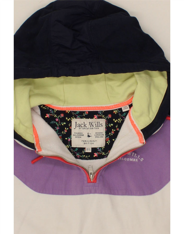 JACK WILLS Womens Oversized Hoodie Jumper UK 12 Medium  White Colourblock Vintage Jack Wills and Second-Hand Jack Wills from Messina Hembry 