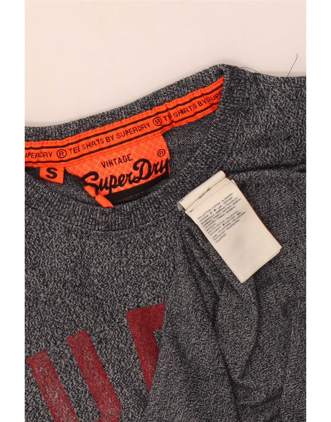 Superdry Grafisk T-shirt top til mænd, lille marineblå flækket bomuld