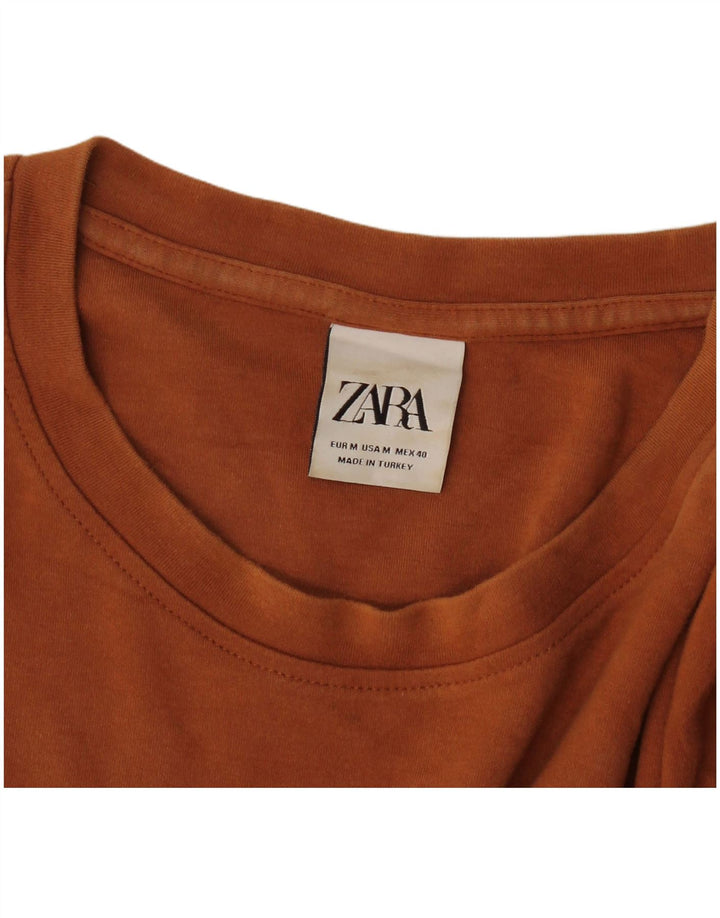 Zara Herre T-Shirt Top Medium Brun