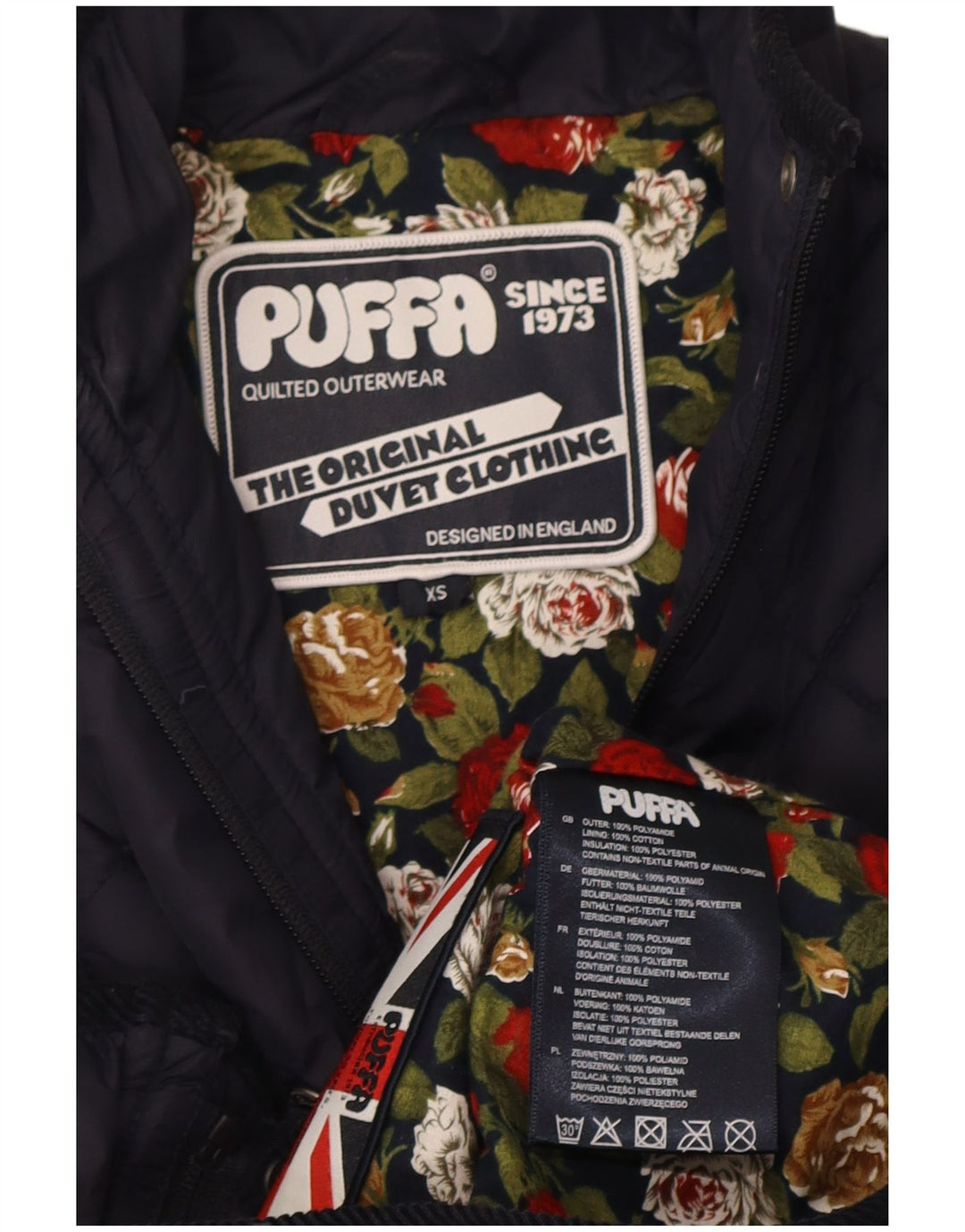 Puffa Quiltet jakke til kvinder UK 6 XS Marineblå polyamid