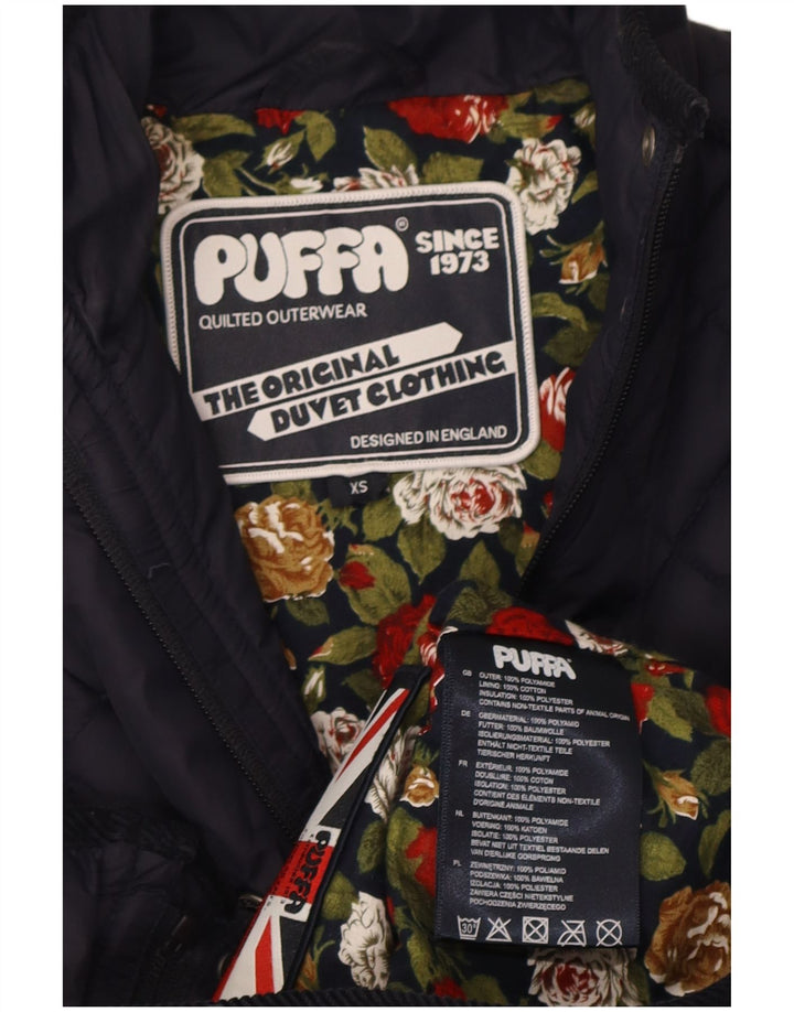 Puffa Quiltet jakke til kvinder UK 6 XS Marineblå polyamid
