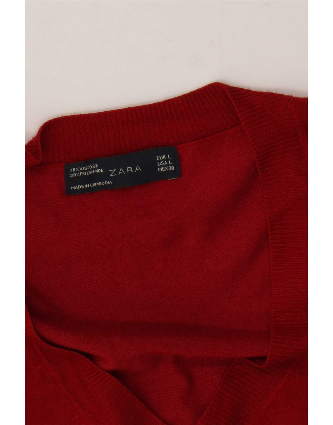 Zara Dame V-hals sweater UK 16 Stor rød viskose