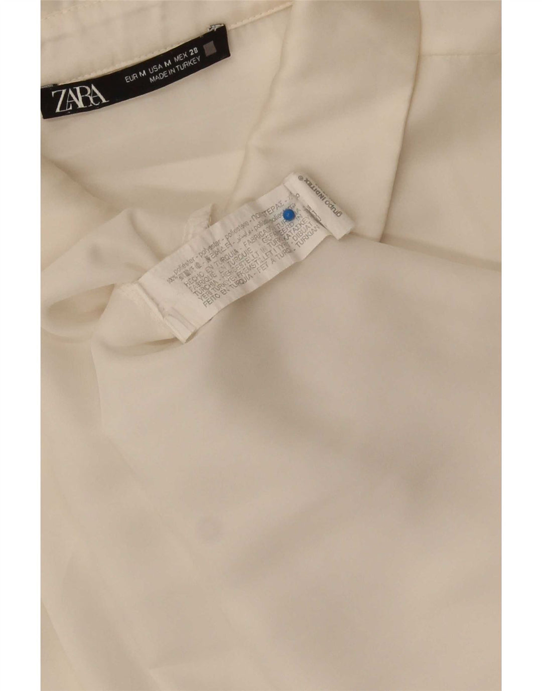 Zara Oversized skjorte til kvinder UK 14 Medium White Polyester