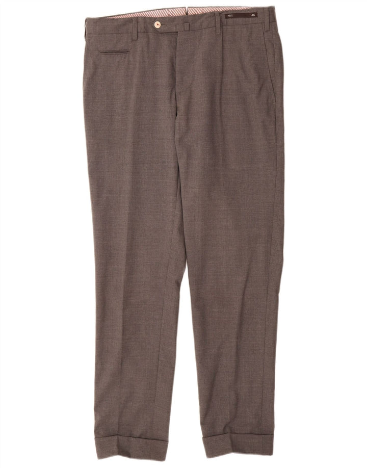 VINTAGE Herre Slim Suit Bukser IT 48 Medium W32 L31 Grå Uld