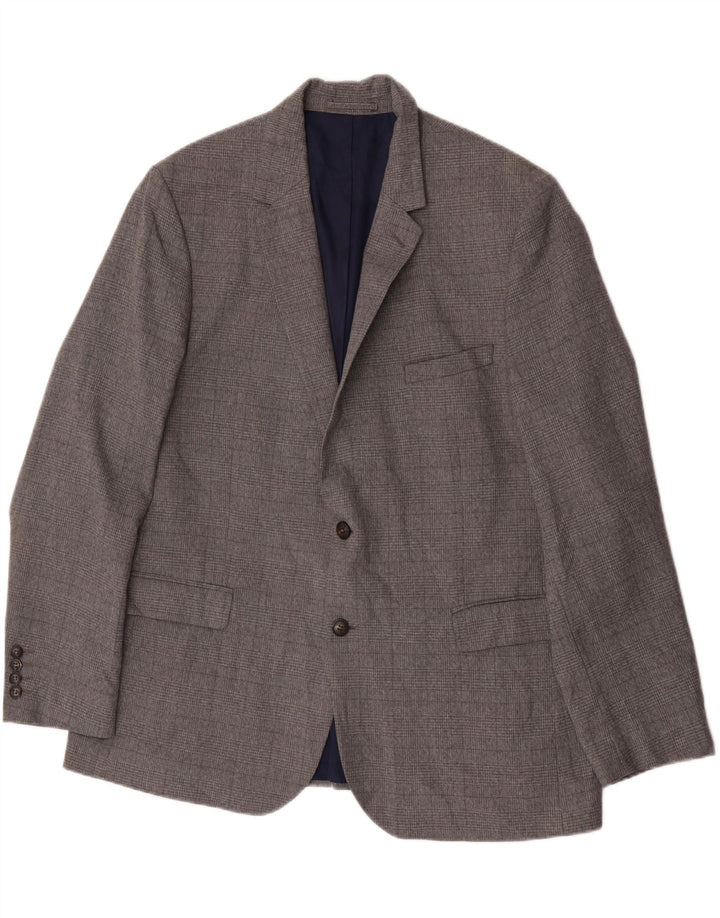 Marks & Spencer Herre 2-knaps blazerjakke UK 46 XL Grå ternet polyester