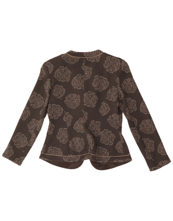 Armani Collezioni Dame 5 Button Blazer Jacket UK 10 Small Grey Floral