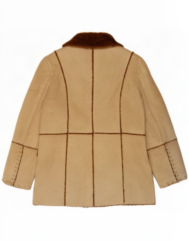 Vintage Dame Sherpa Jacket EU 46 XL Beige Polyester