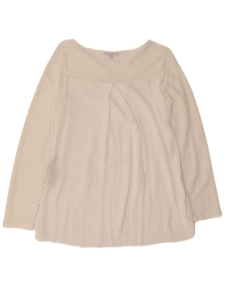 Massimo Dutti Dame Langærmet Bluse Top UK 10 Small White Viscose