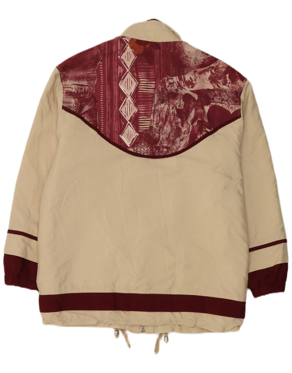 Vintage Kvinders Oversized Utility Jacket UK 8 Small Beige Floral Polyester
