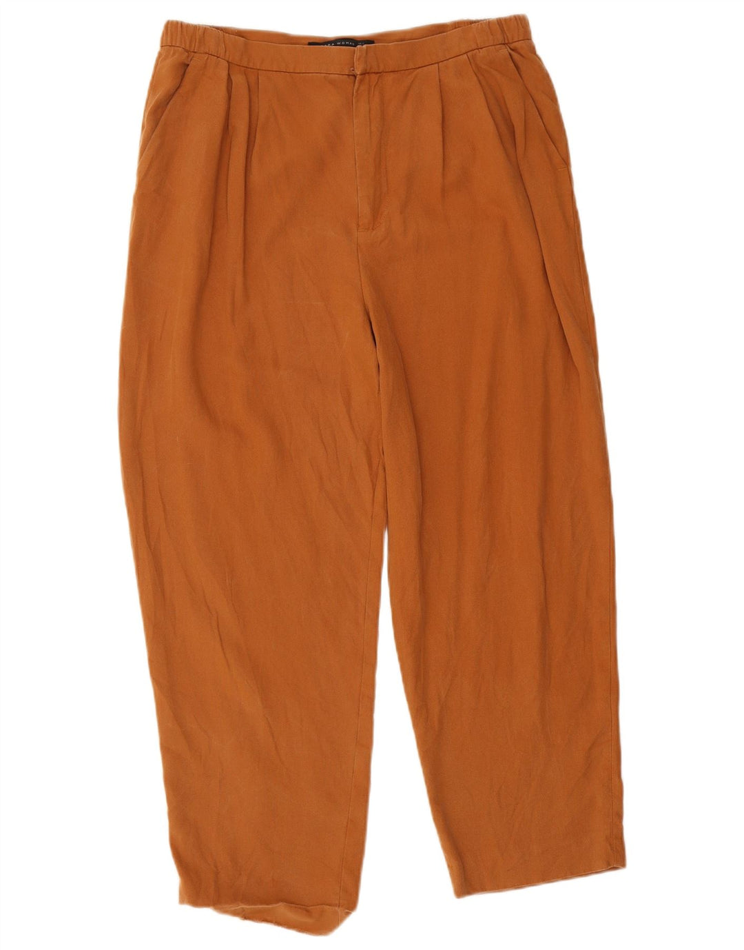 Zara Womens Loose Fit Cropped Trousers Medium W28 L24 Brun