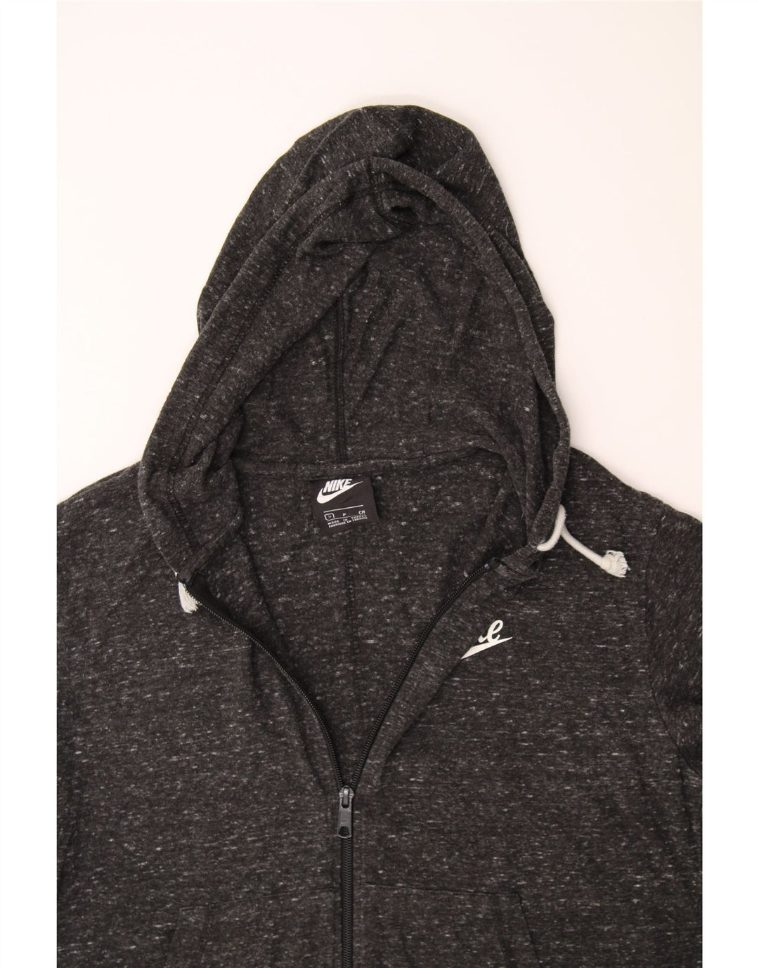 NIKE Womens Zip Hoodie Sweater UK 10 Small Black Flecked Vintage Nike and Second-Hand Nike from Messina Hembry 