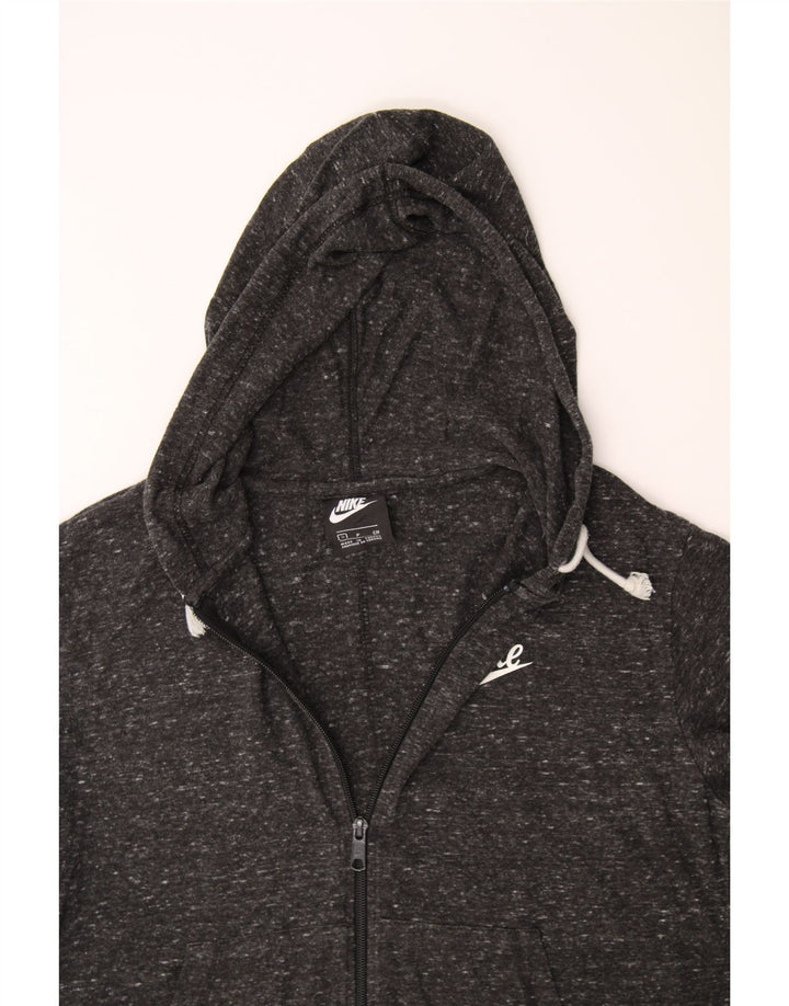 NIKE Womens Zip Hoodie Sweater UK 10 Small Black Flecked Vintage Nike and Second-Hand Nike from Messina Hembry 
