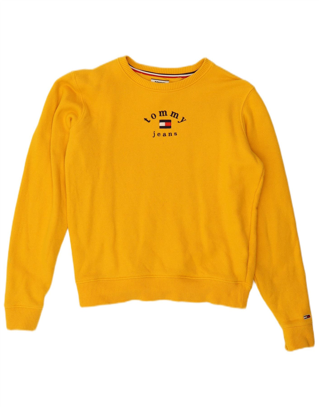 TOMMY HILFIGER Dame Oversized Sweatshirt Jumper UK 10 Lille Gul