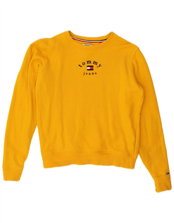 TOMMY HILFIGER Dame Oversized Sweatshirt Jumper UK 10 Lille Gul