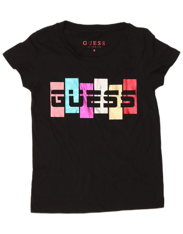 Guess Graphic T-Shirt Top UK 10 Small Black