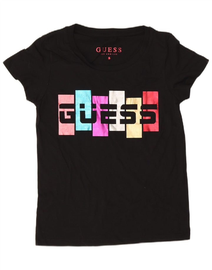 Guess Graphic T-Shirt Top UK 10 Small Black