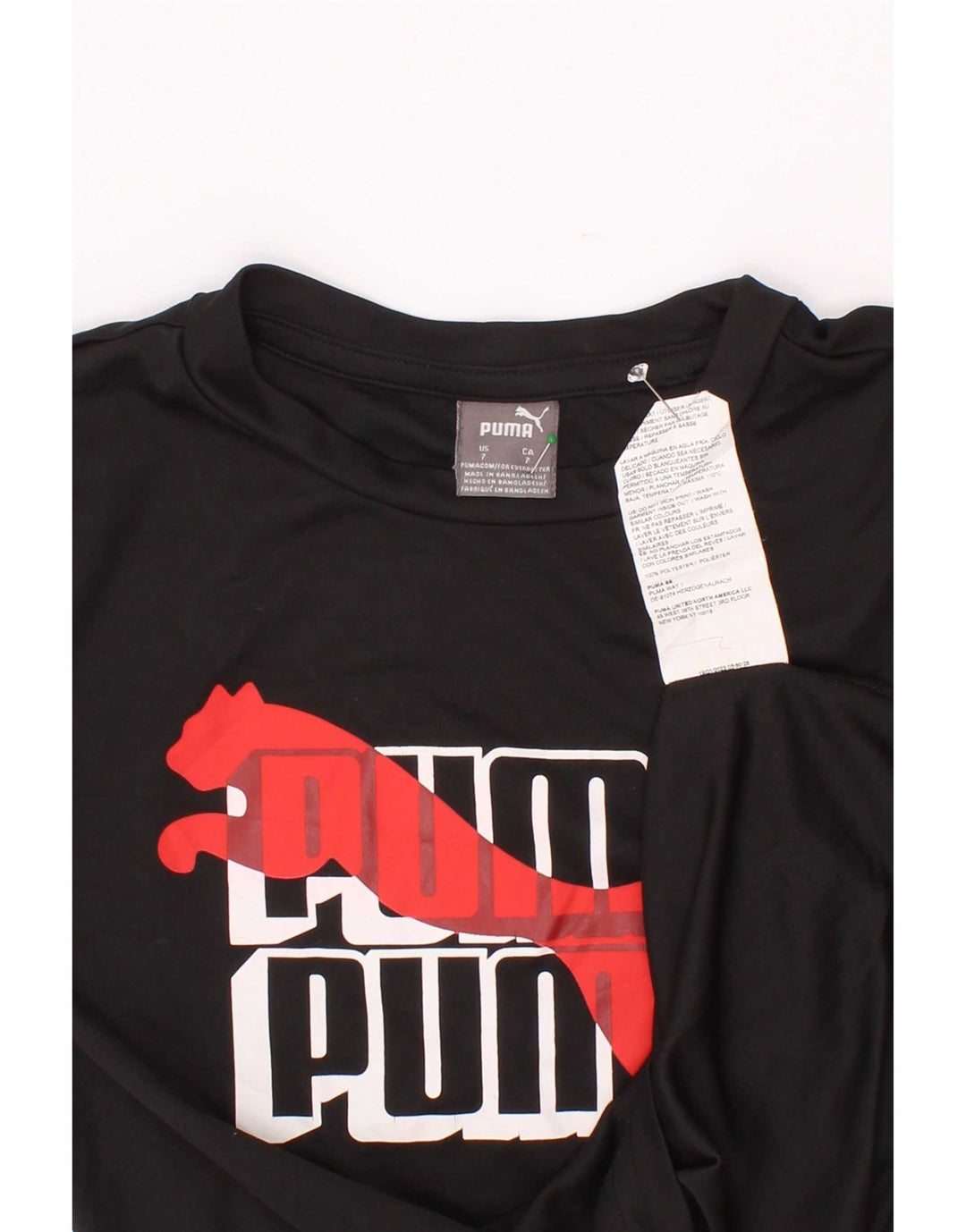 Puma Boys Grafisk T-Shirt Top 6-7 År Sort Polyester