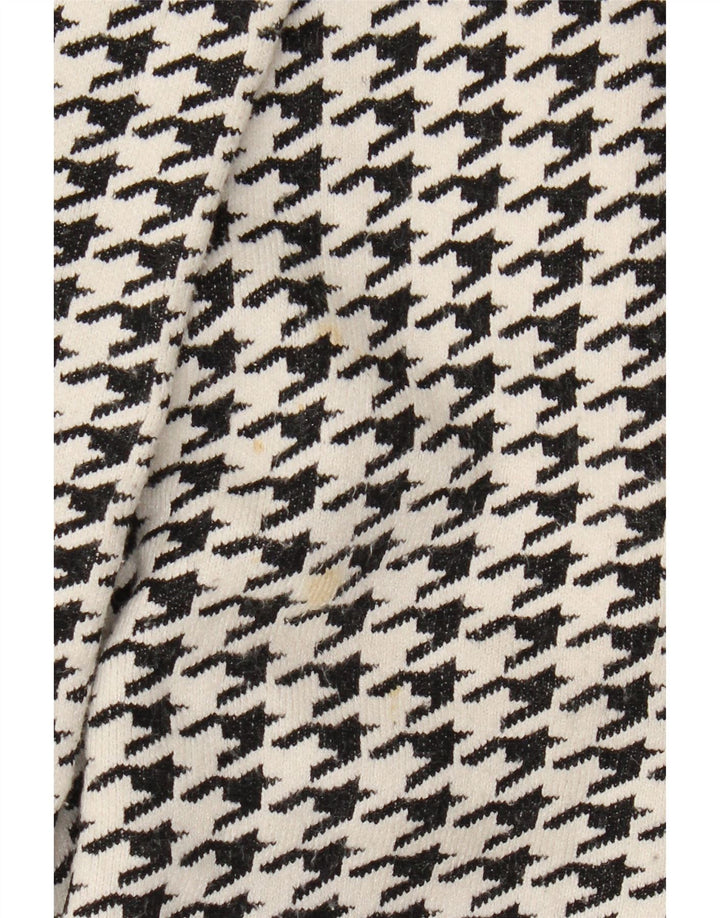 Zara Dame Oversized Overfrakke UK 10 Small Black Houndstooth Viscose