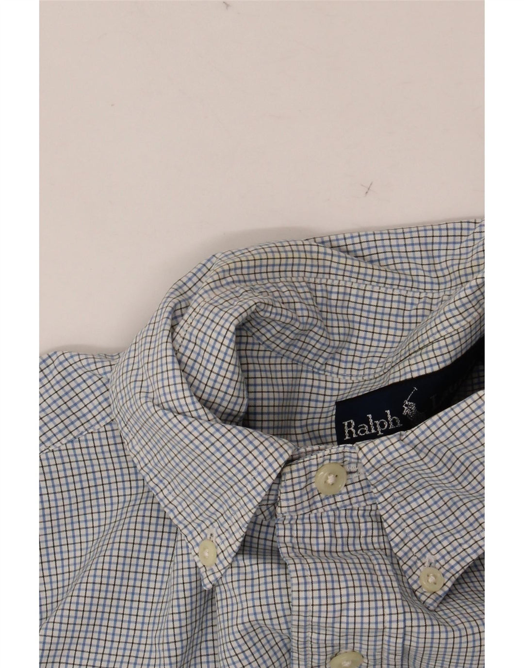 RALPH LAUREN Herreskjorte str. 15 1/2 Medium Blue Gingham Cotton