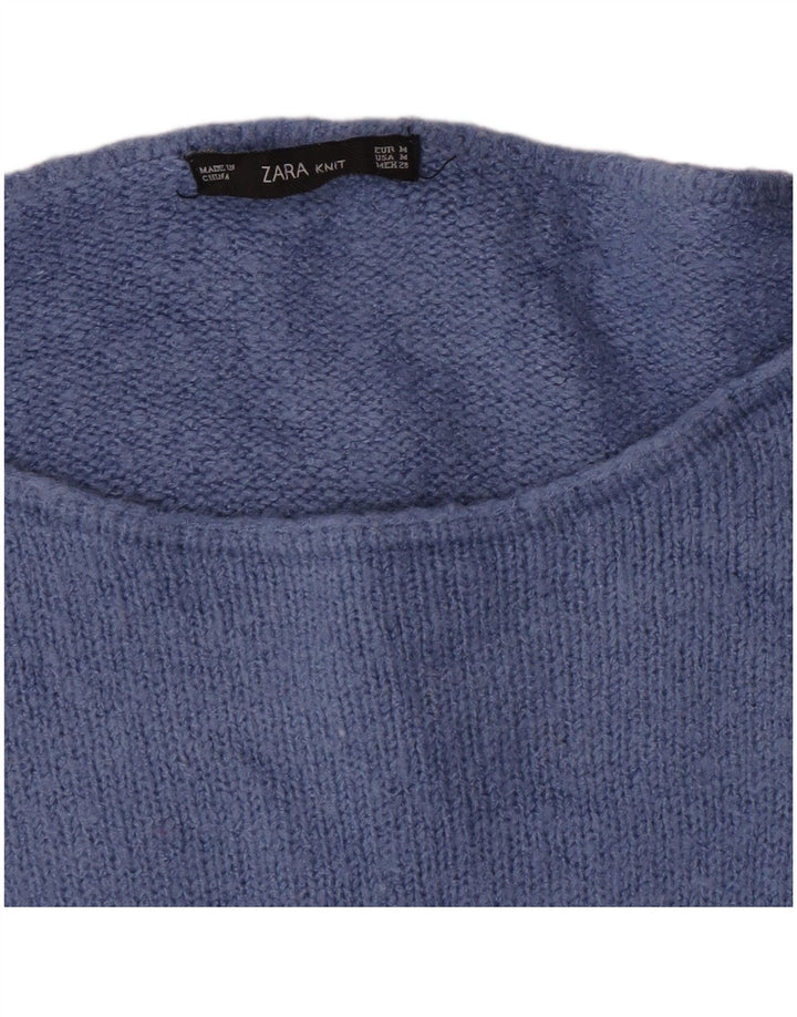 Zara Dame Boat Neck Jumper Sweater UK 14 Medium Blue