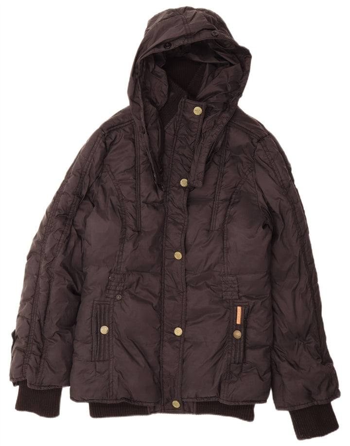 KHUJO Polstret hættejakke til kvinder UK 16 Stor sort nylon