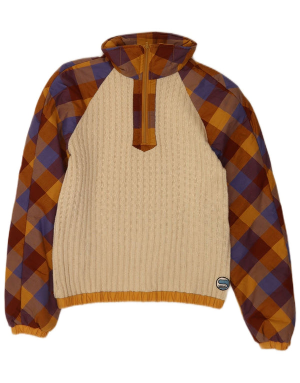 Samas Boys Zip Neck Sweater 9-10 år Beige Colourblock Uld