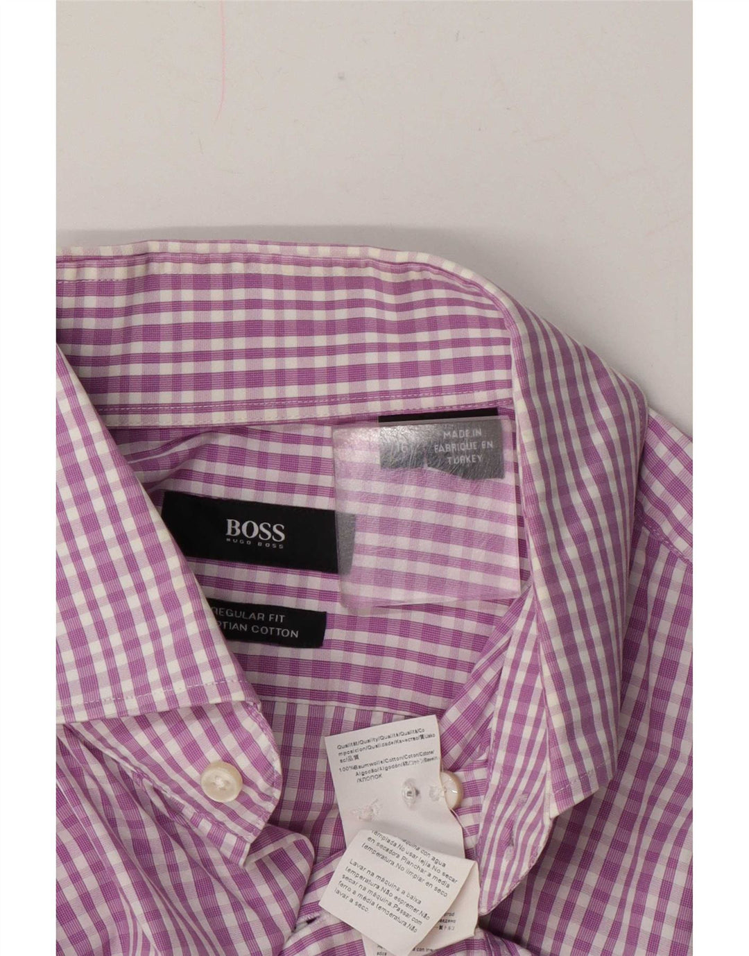Hugo Boss Herre Regular Fit skjorte str. 41 16 Large Pink Ternet Bomuld