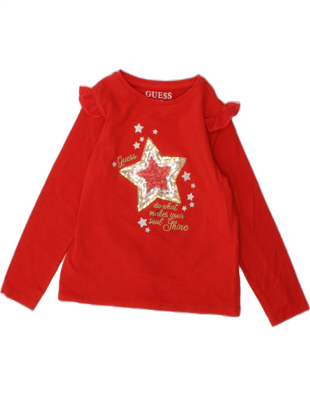 GUESS Girls Graphic Top Long Sleeve 3-4 Years Red Cotton Vintage Guess and Second-Hand Guess from Messina Hembry 