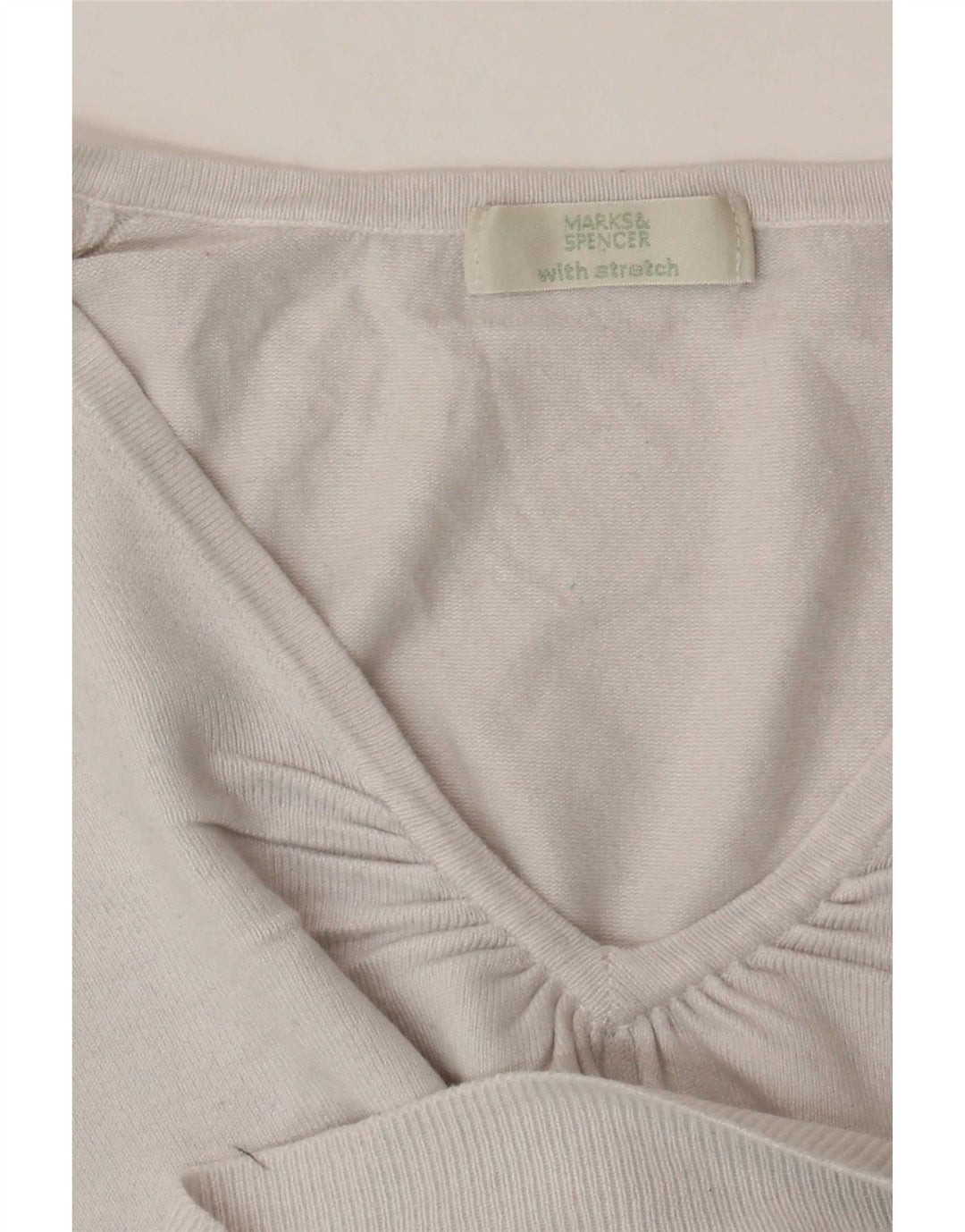 Marks & Spencer Dame 3/4-ærmet V-hals sweater UK 14 Medium White