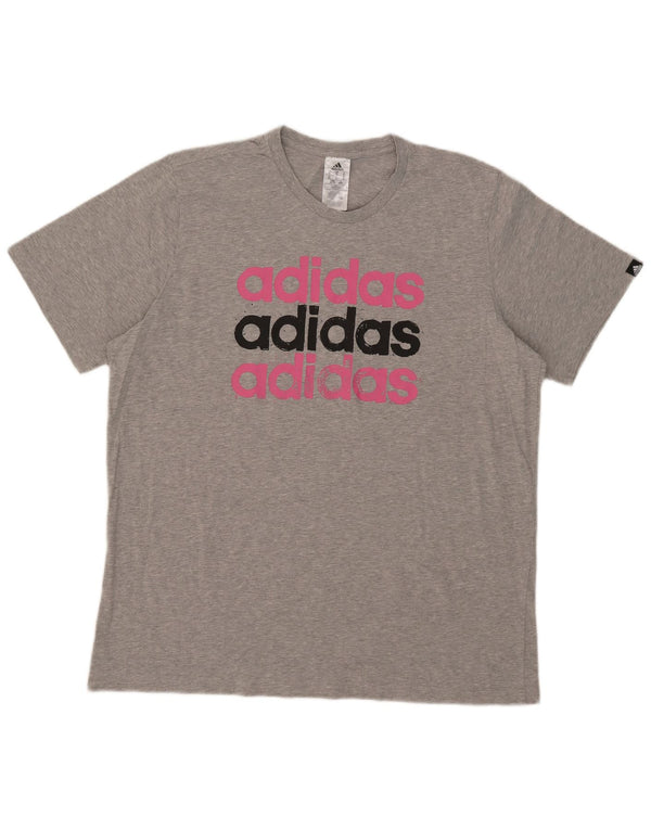 Adidas Herre Grafisk T-Shirt Top XL Grå Bomuld