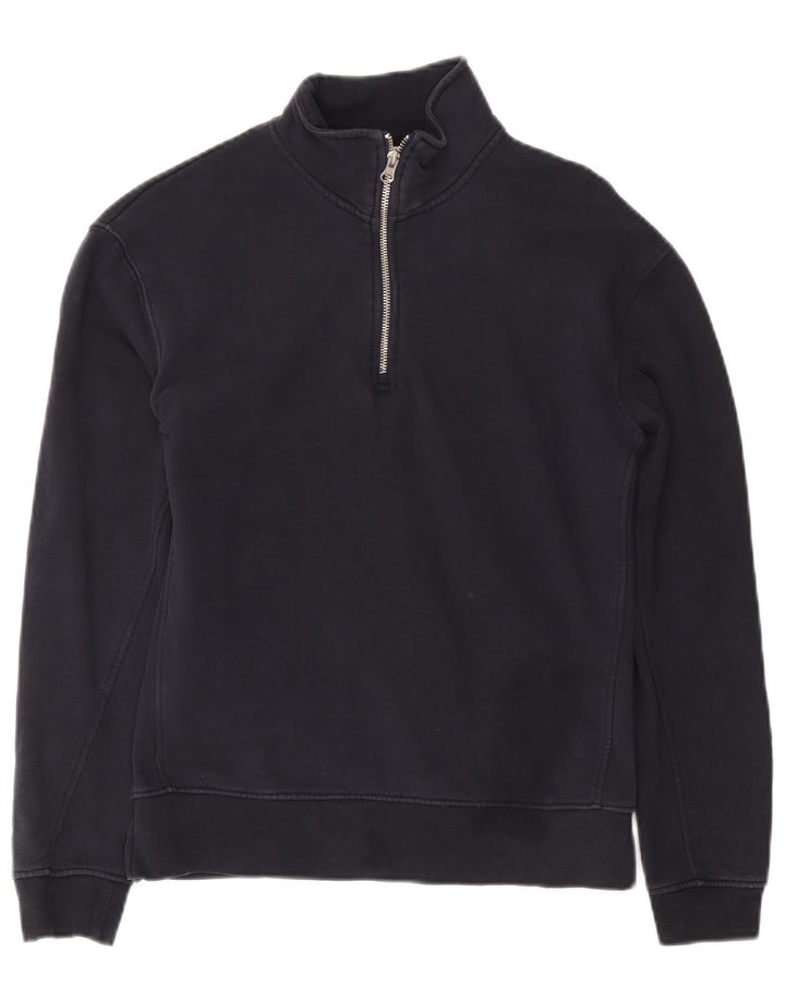 Zara Sweatshirt med lynlås til kvinder UK 10 Small Navy Blue