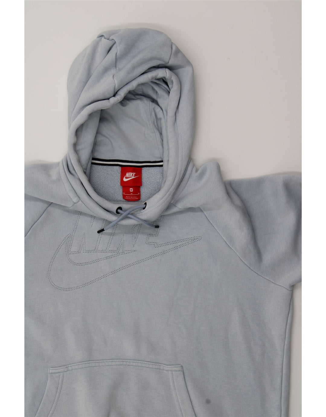 NIKE Womens Graphic Hoodie Jumper UK 14 Medium Blue Cotton Vintage Nike and Second-Hand Nike from Messina Hembry 