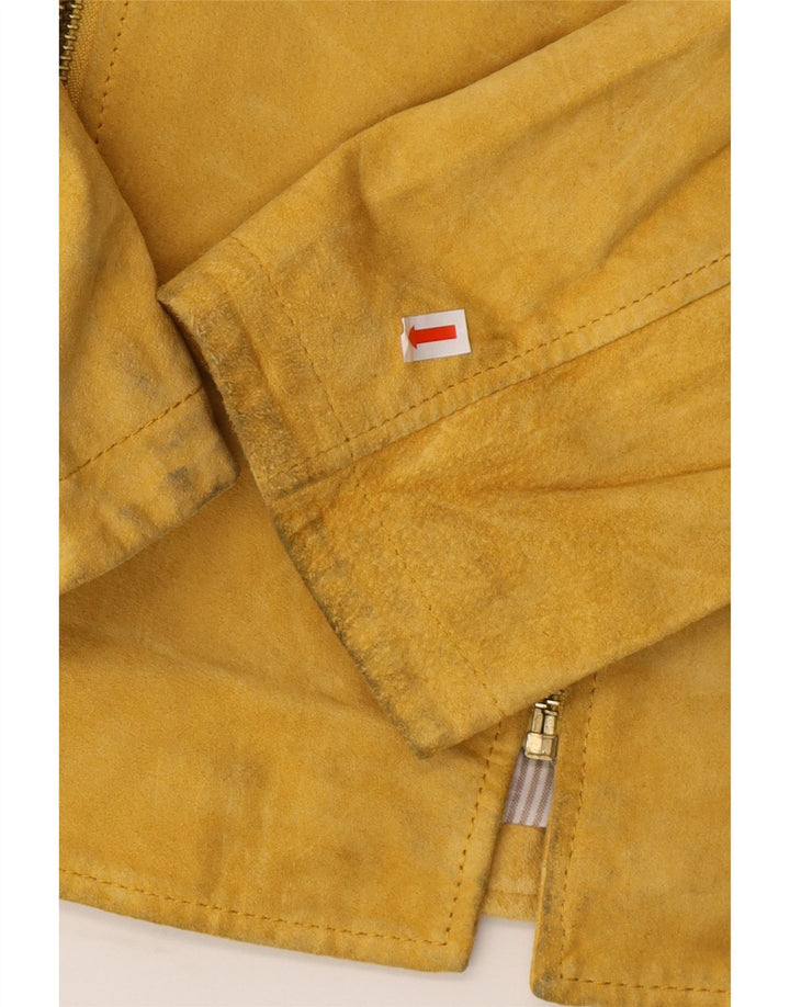 CHARLES VOGELE Womens Suede Jacket IT 44 Medium Yellow Leather Vintage Charles Vogele and Second-Hand Charles Vogele from Messina Hembry 